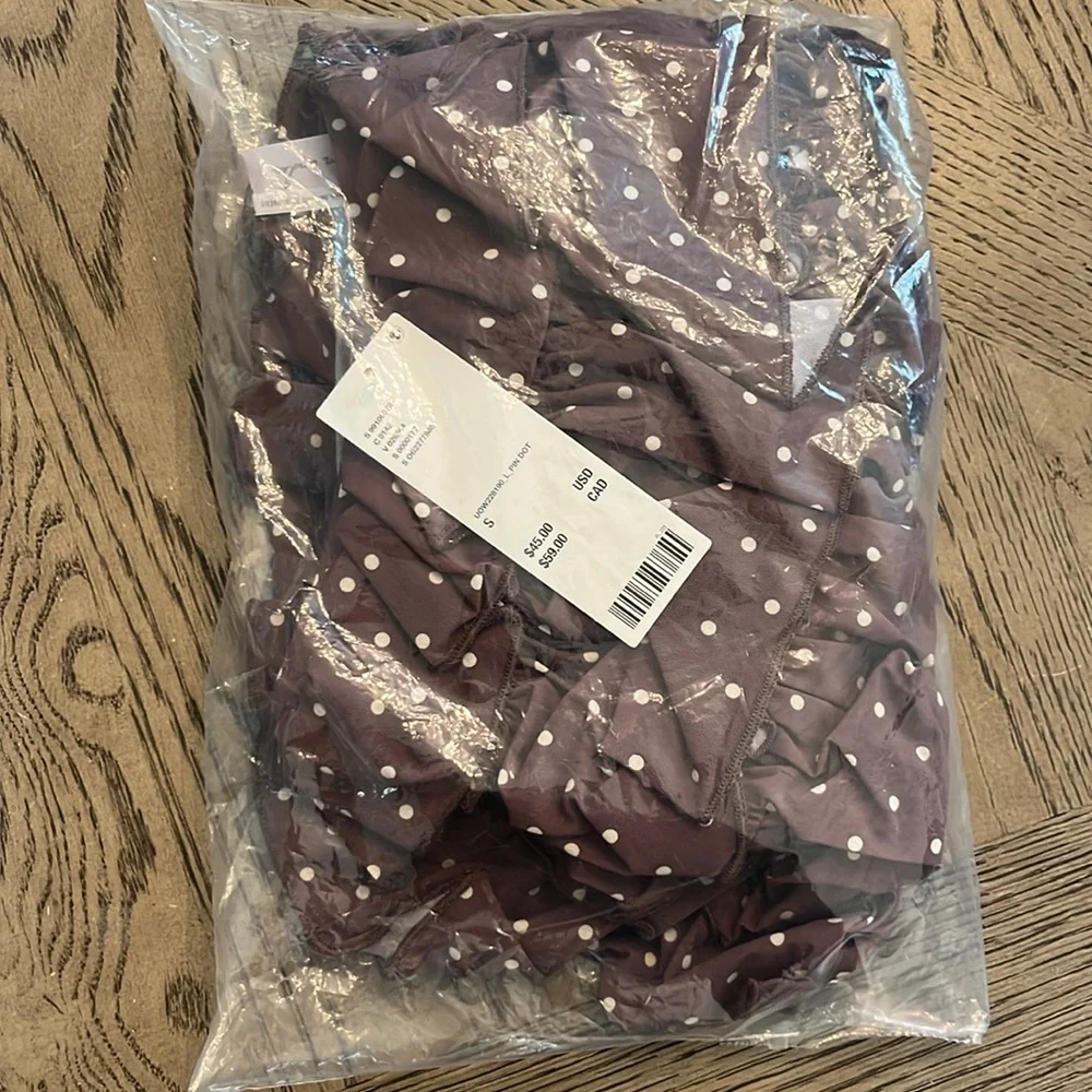 Urban Outfitters Out From Under Cammy Ruffle Trim Micro Skort Brown Polka Dot